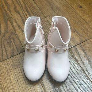 Cat & Jack Toddler Girls Pink Ankle Boots with Gold Butterfly Accents - Size 6